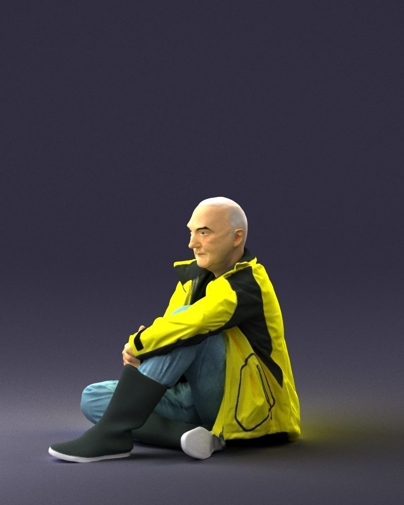 Sitting man in a yellow jacket 0264 3D model_27