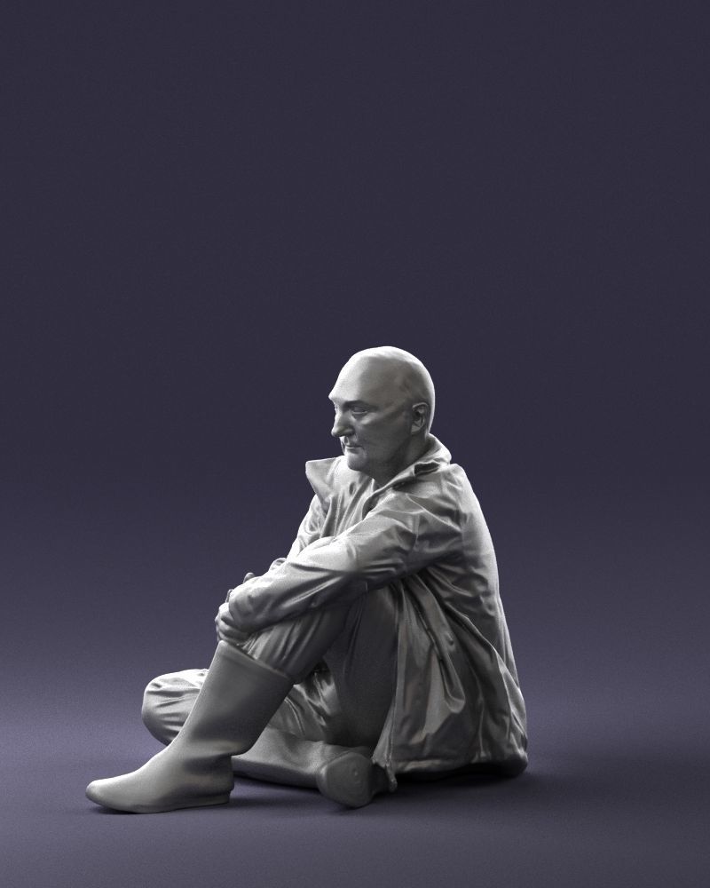 Sitting man in a yellow jacket 0264 3D model_28