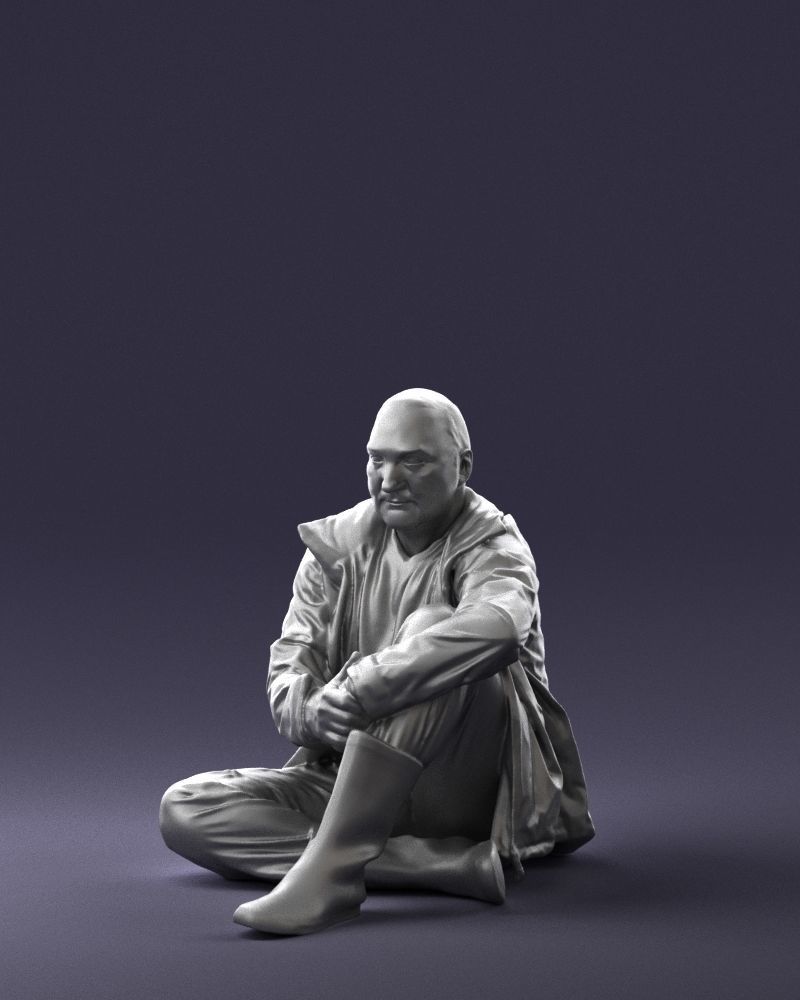 Sitting man in a yellow jacket 0264 3D model_31