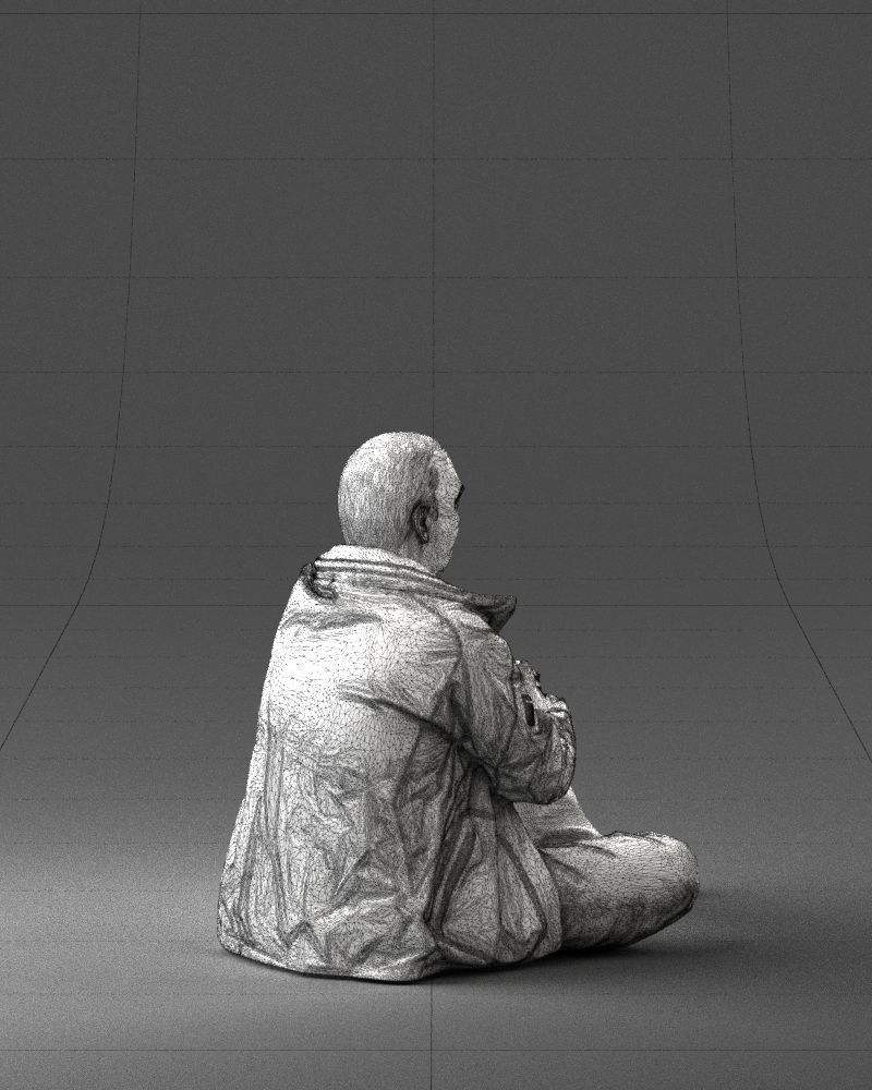 Sitting man in a yellow jacket 0264 3D model_17