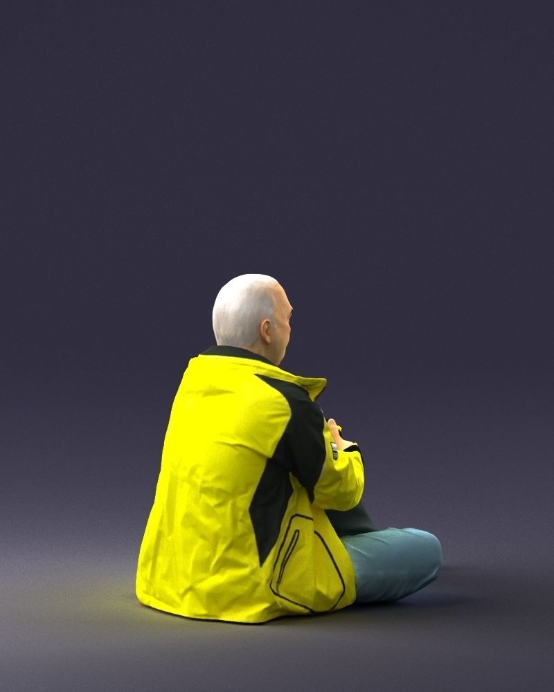 Sitting man in a yellow jacket 0264 3D model_15
