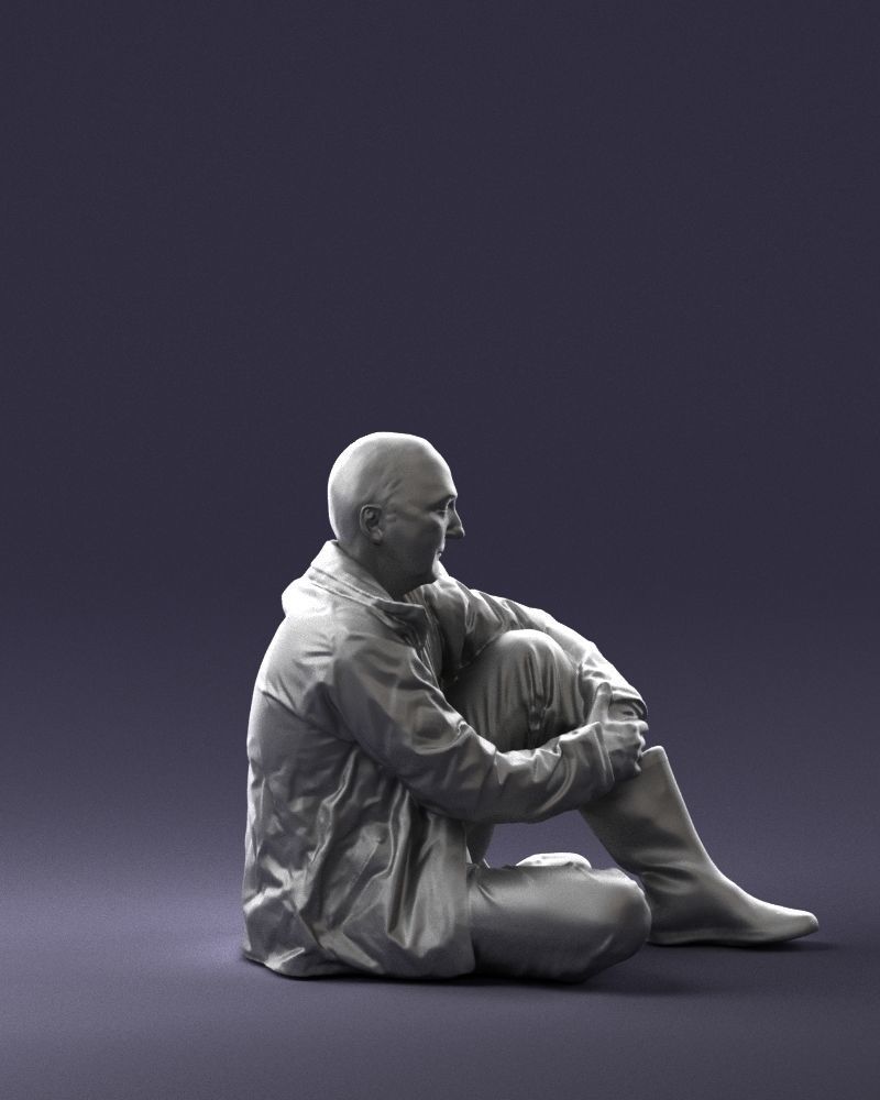 Sitting man in a yellow jacket 0264 3D model_13