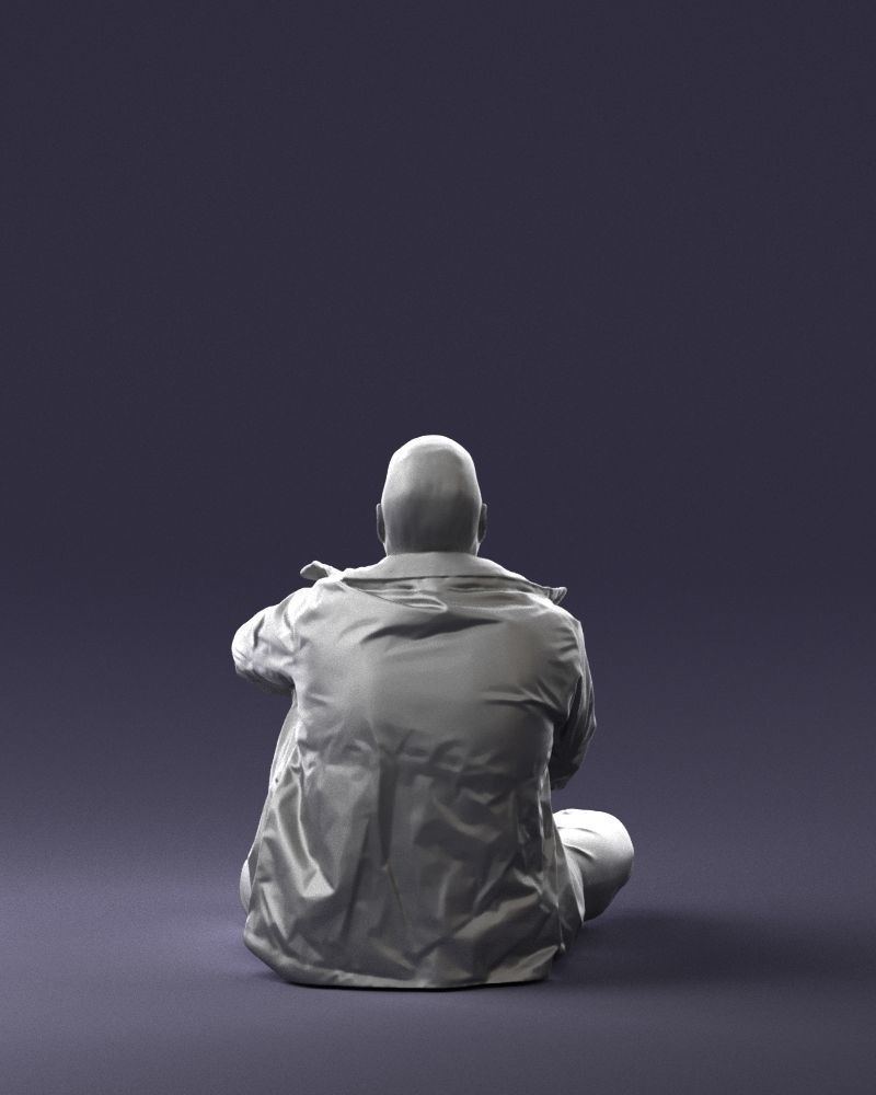 Sitting man in a yellow jacket 0264 3D model_19