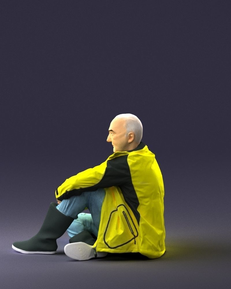 Sitting man in a yellow jacket 0264 3D model_24