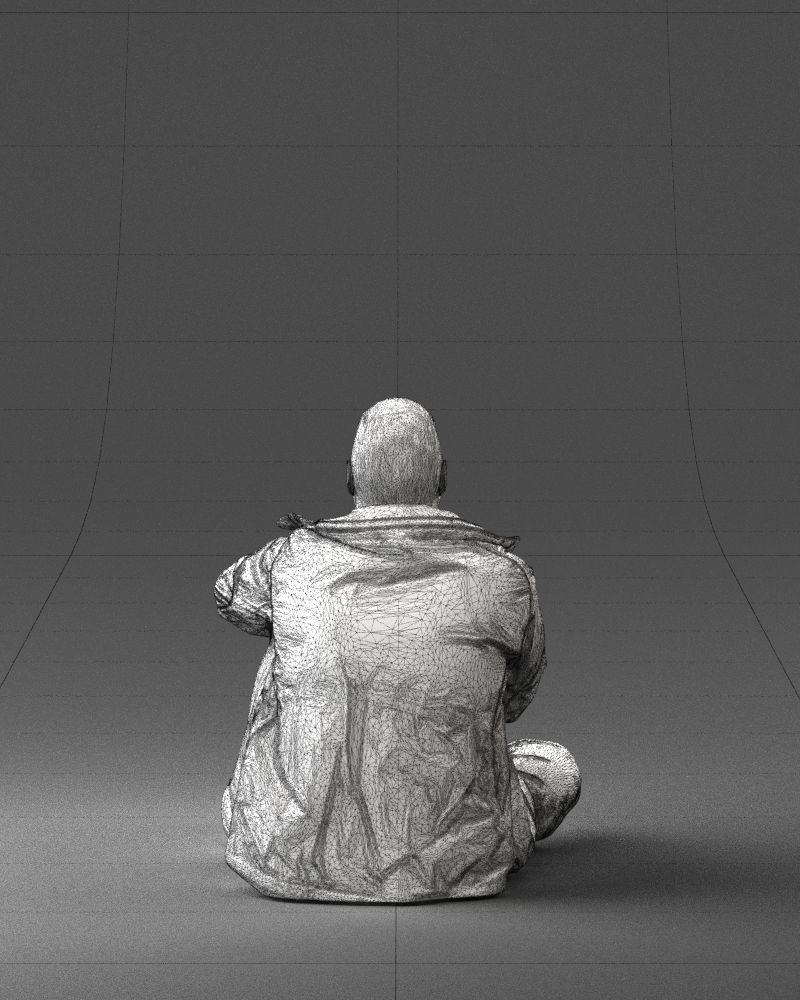Sitting man in a yellow jacket 0264 3D model_20