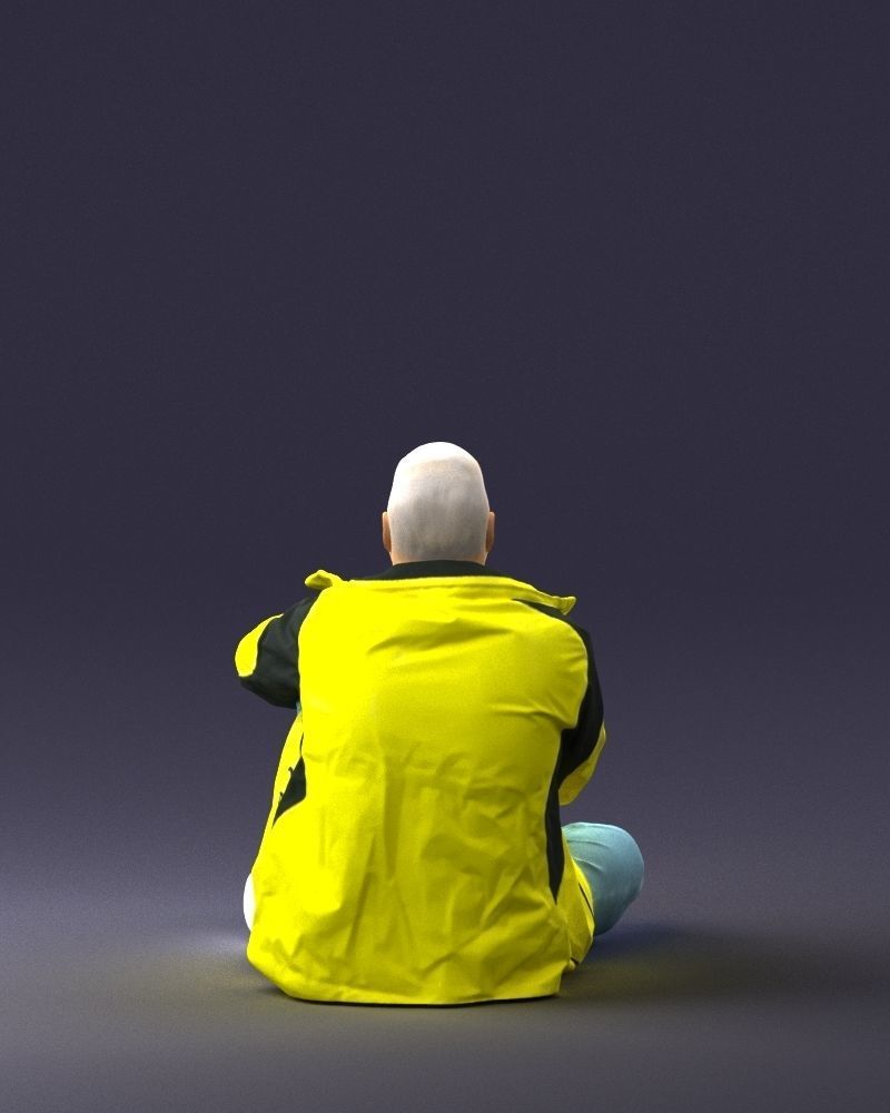Sitting man in a yellow jacket 0264 3D model_18