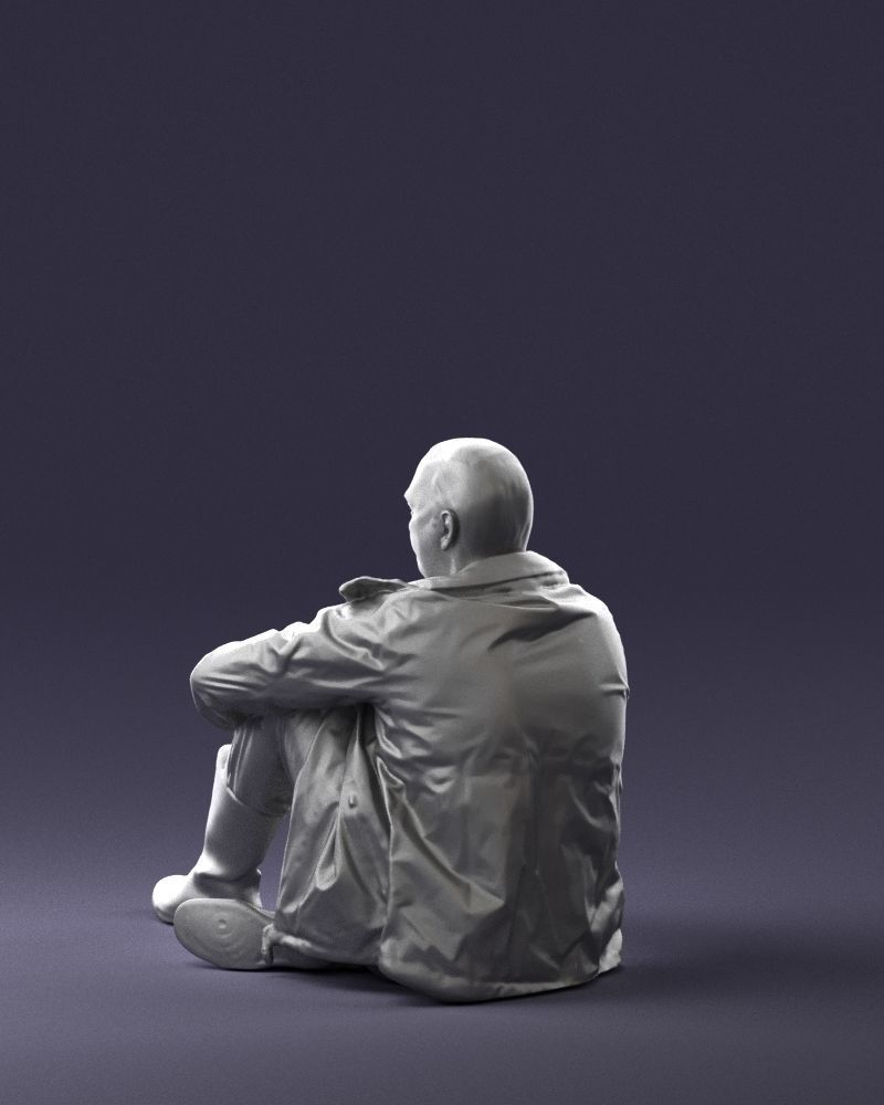 Sitting man in a yellow jacket 0264 3D model_22