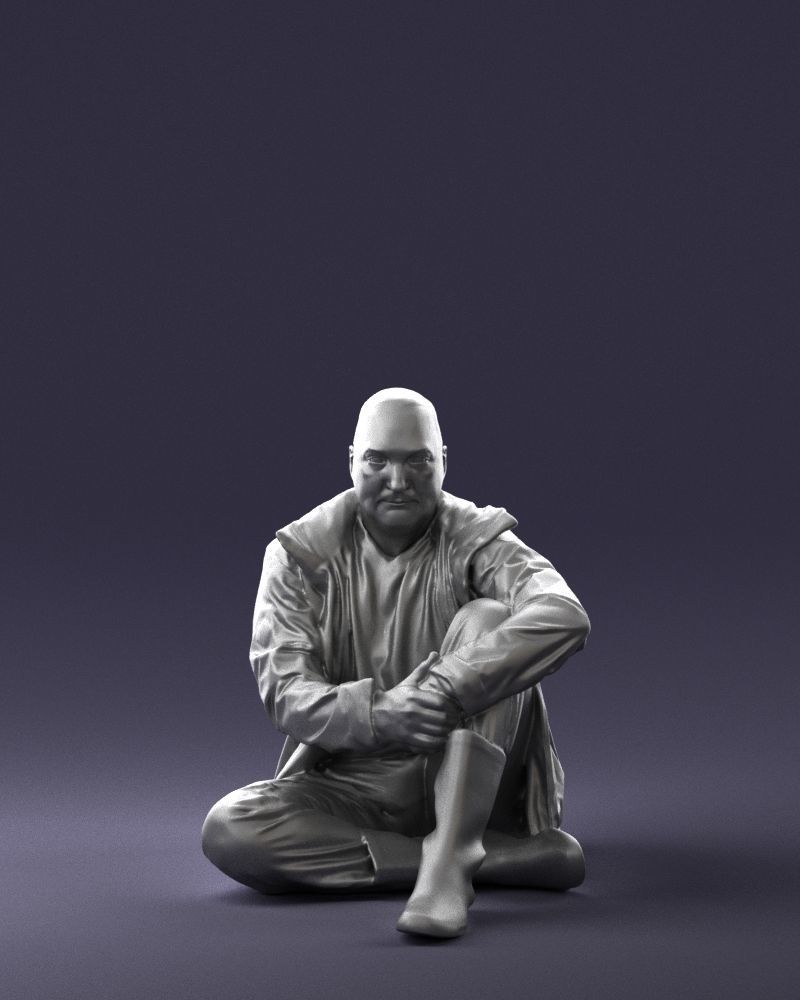 Sitting man in a yellow jacket 0264 3D model_37