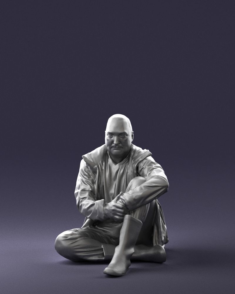 Sitting man in a yellow jacket 0264 3D model_34