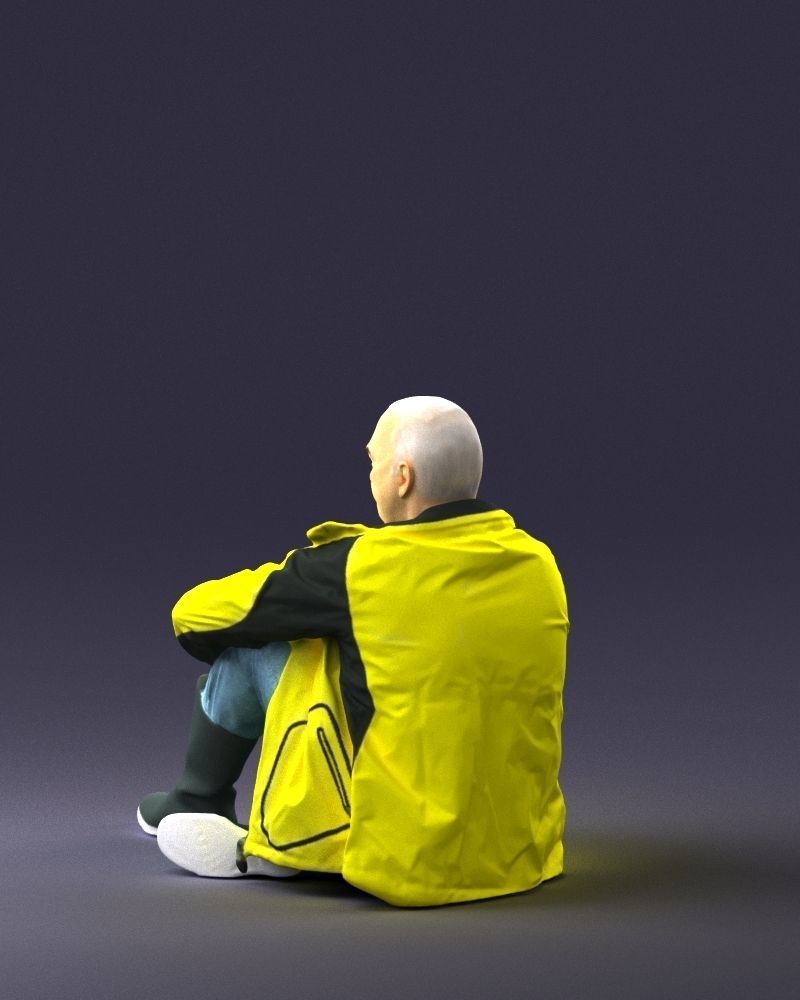 Sitting man in a yellow jacket 0264 3D model_21