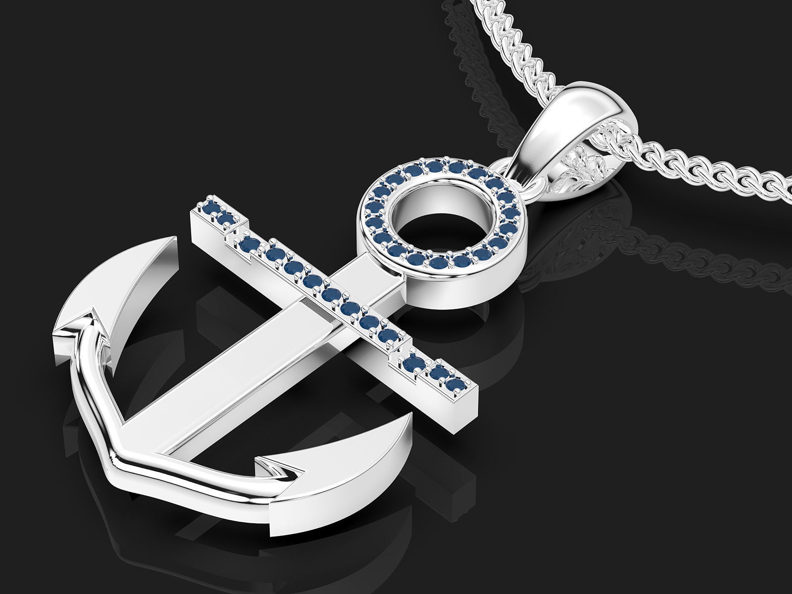 Anchor pendant  jewelry  3D printable model 3D print model_3