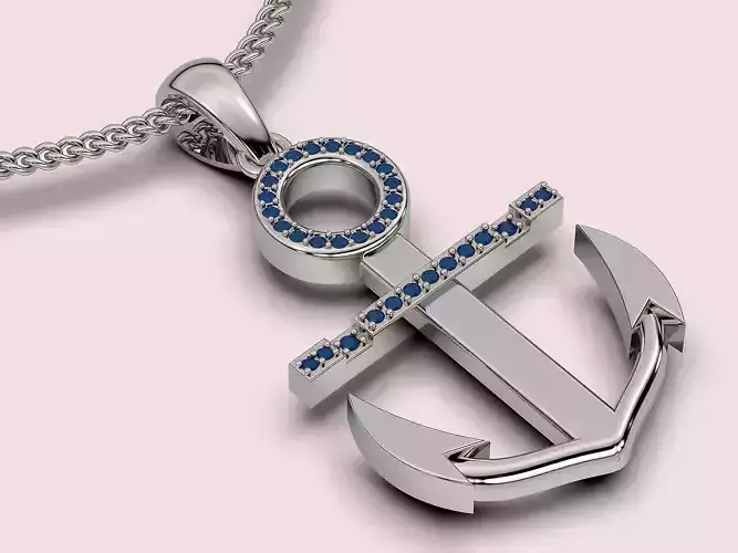 Anchor pendant  jewelry  3D printable model 3D print model