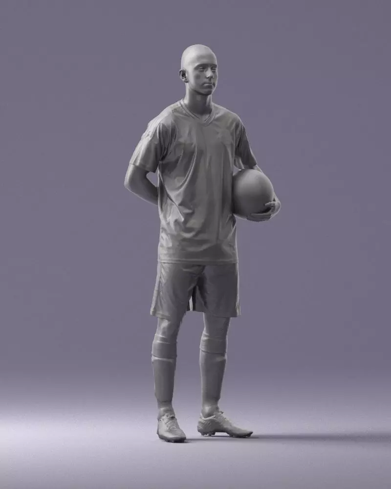 000314 Male Soccer Player with Ball 1114 3dp 3D print model_2