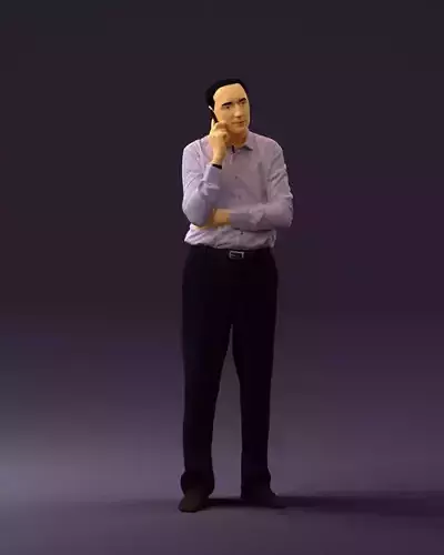 Man in suit pants blue top 0574