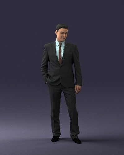 Young man suit with brown tie 0635 3D Print Ready 3D print model