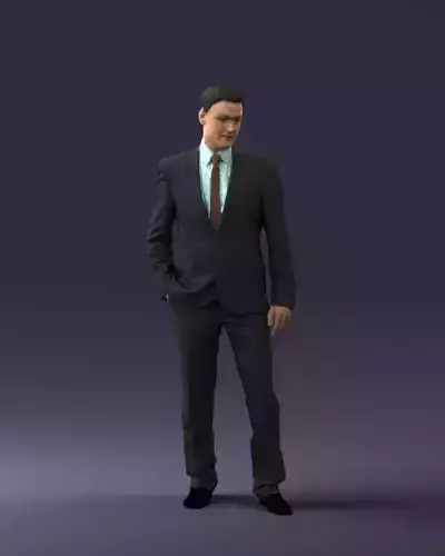 Young man suit with brown tie 0635 3D Print Ready