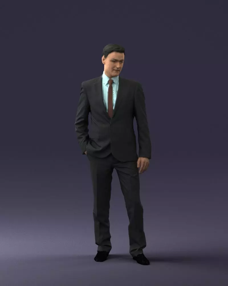 Young man suit with brown tie 0635 3D Print Ready 3D print model_0