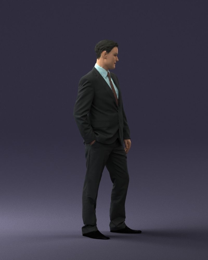 Young man suit with brown tie 0635 3D Print Ready 3D print model_30