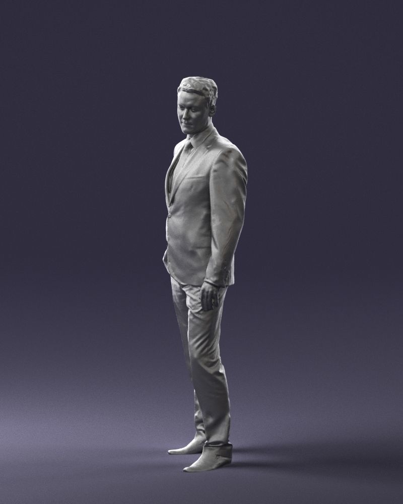 Young man suit with brown tie 0635 3D Print Ready 3D print model_7