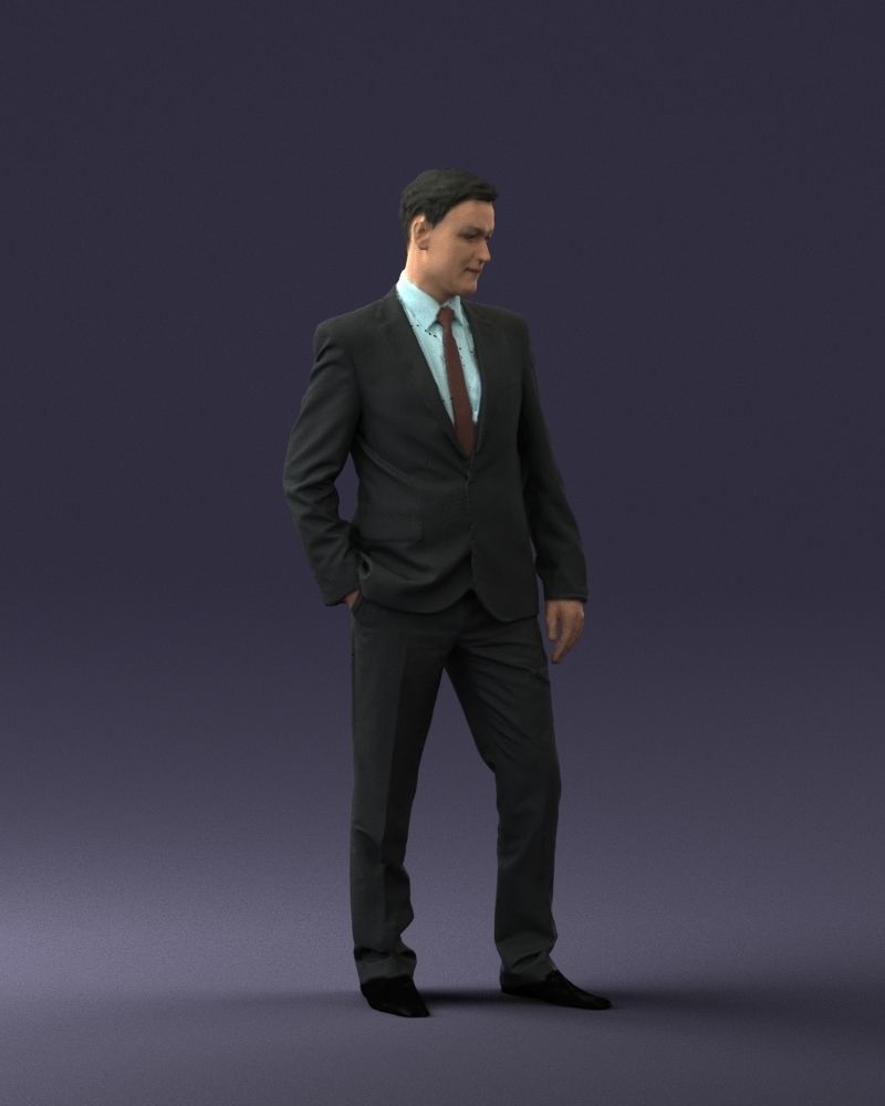 Young man suit with brown tie 0635 3D Print Ready 3D print model_33