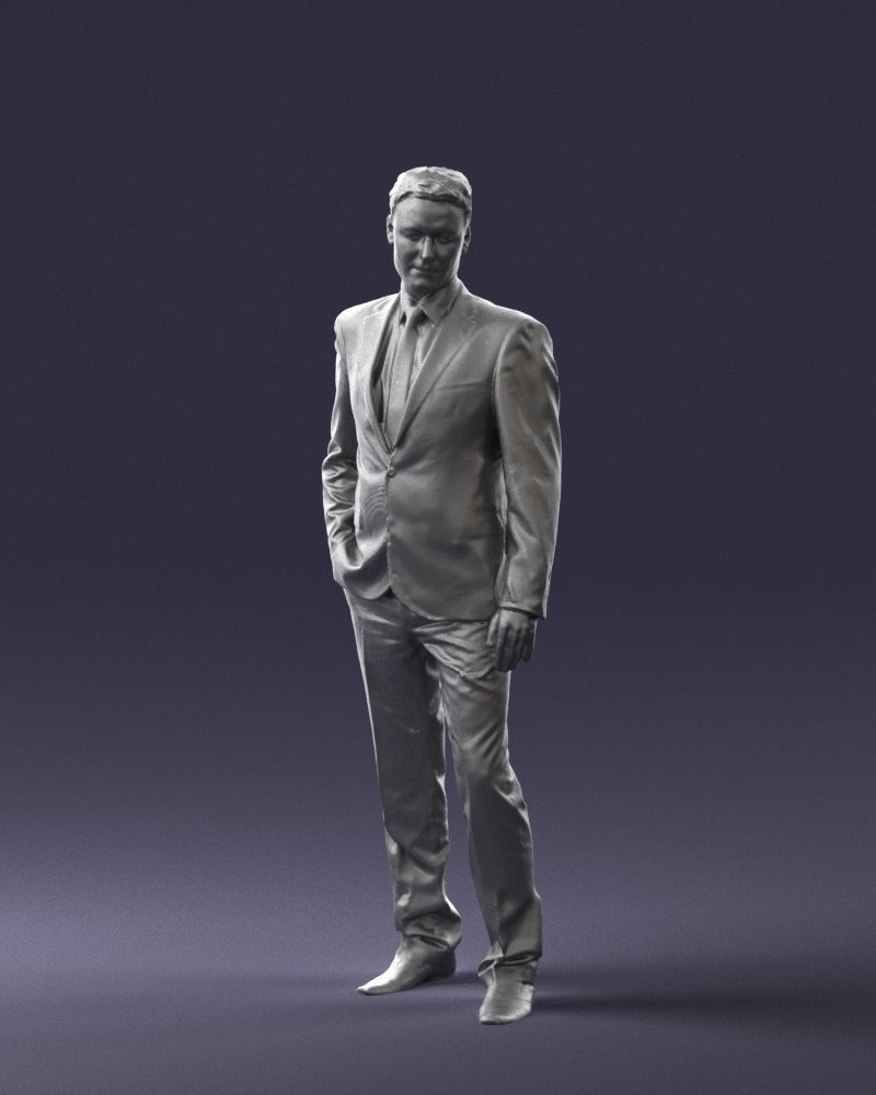 Young man suit with brown tie 0635 3D Print Ready 3D print model_4