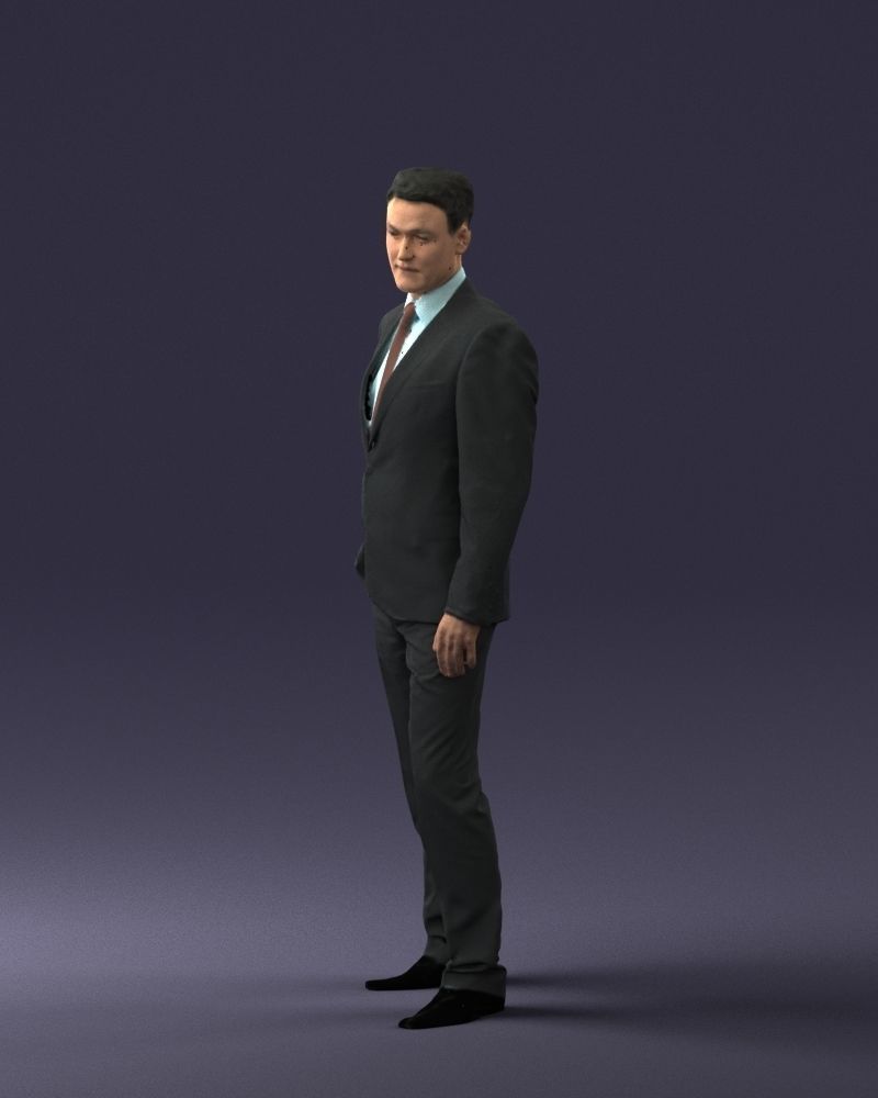 Young man suit with brown tie 0635 3D Print Ready 3D print model_6
