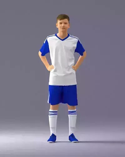 000309 Young Soccer Player in Blue and White Uniform 1114
