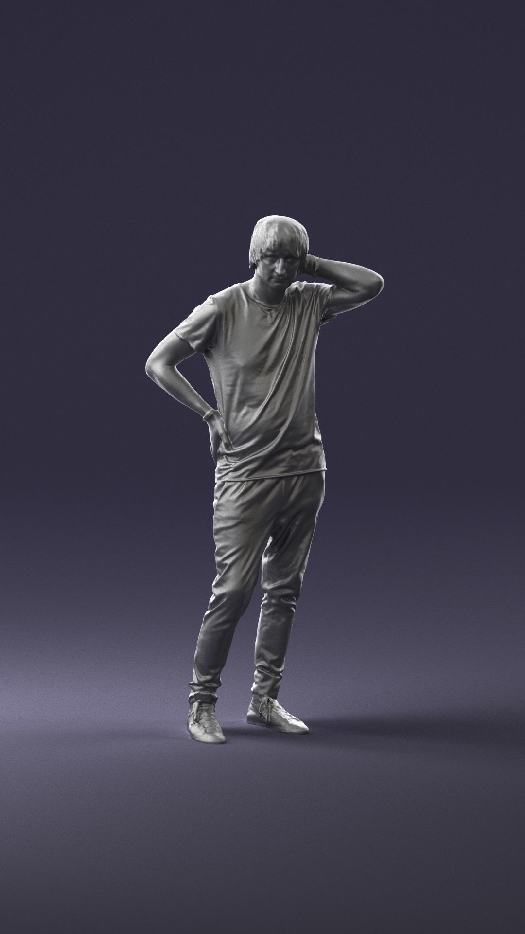 Man in a thoughtful pose 0337 3D model_7