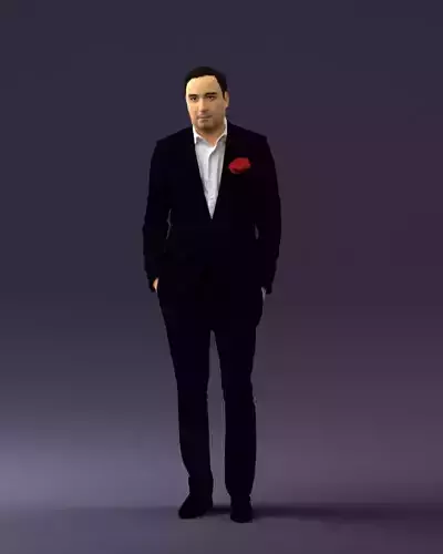 Man in a black suit with a rose 0315 3D Print Ready 3D print model