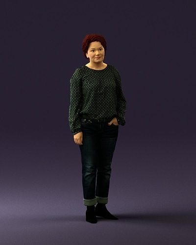 Woman in dots top jeans 0665 3D Print Ready 3D print model