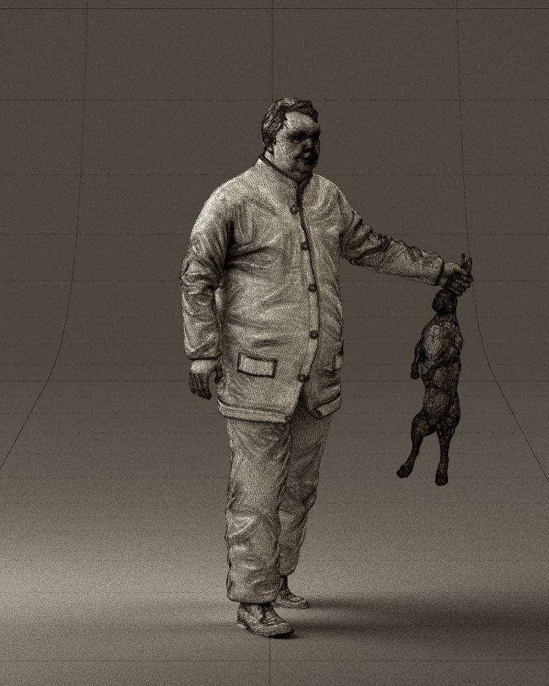 Man in green sweater and rabbit 0561 3D Print Ready 3D print model_8