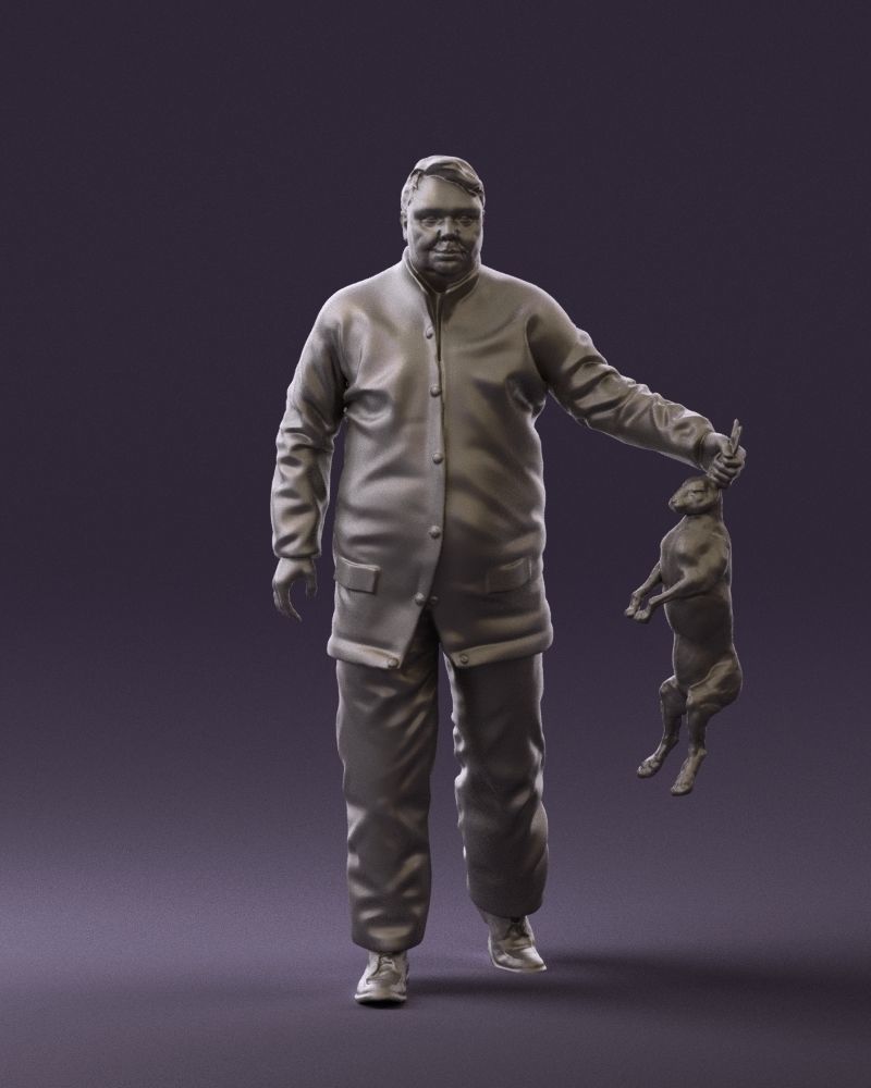 Man in green sweater and rabbit 0561 3D Print Ready 3D print model_34