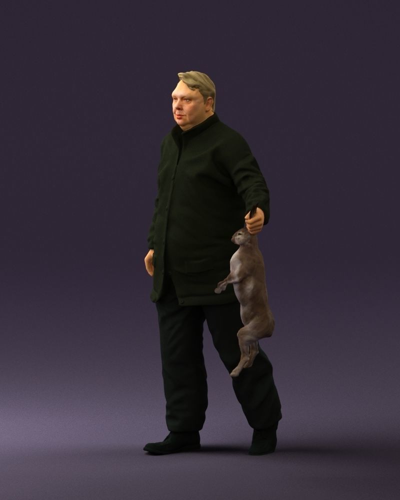 Man in green sweater and rabbit 0561 3D Print Ready 3D print model_27