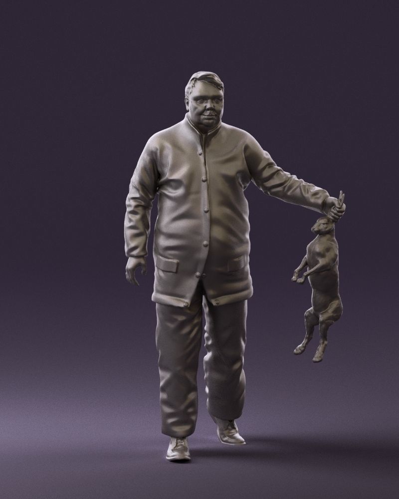 Man in green sweater and rabbit 0561 3D Print Ready 3D print model_1