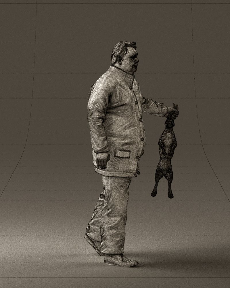 Man in green sweater and rabbit 0561 3D Print Ready 3D print model_11