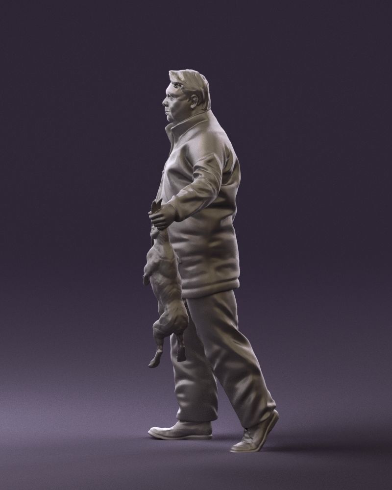 Man in green sweater and rabbit 0561 3D Print Ready 3D print model_25