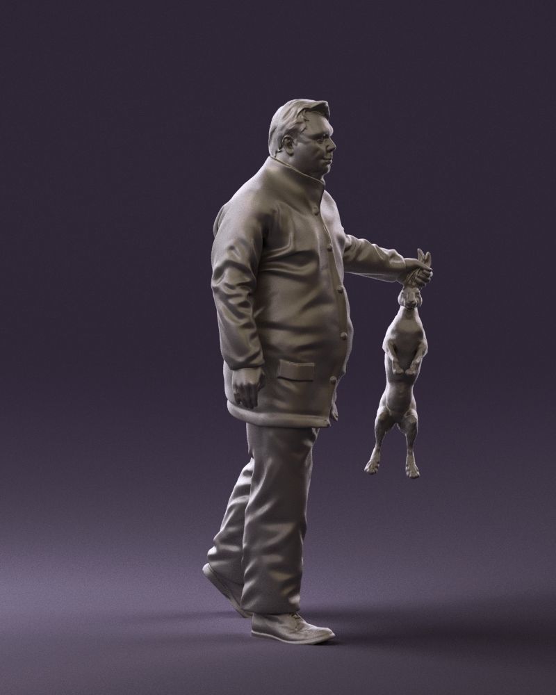 Man in green sweater and rabbit 0561 3D Print Ready 3D print model_10