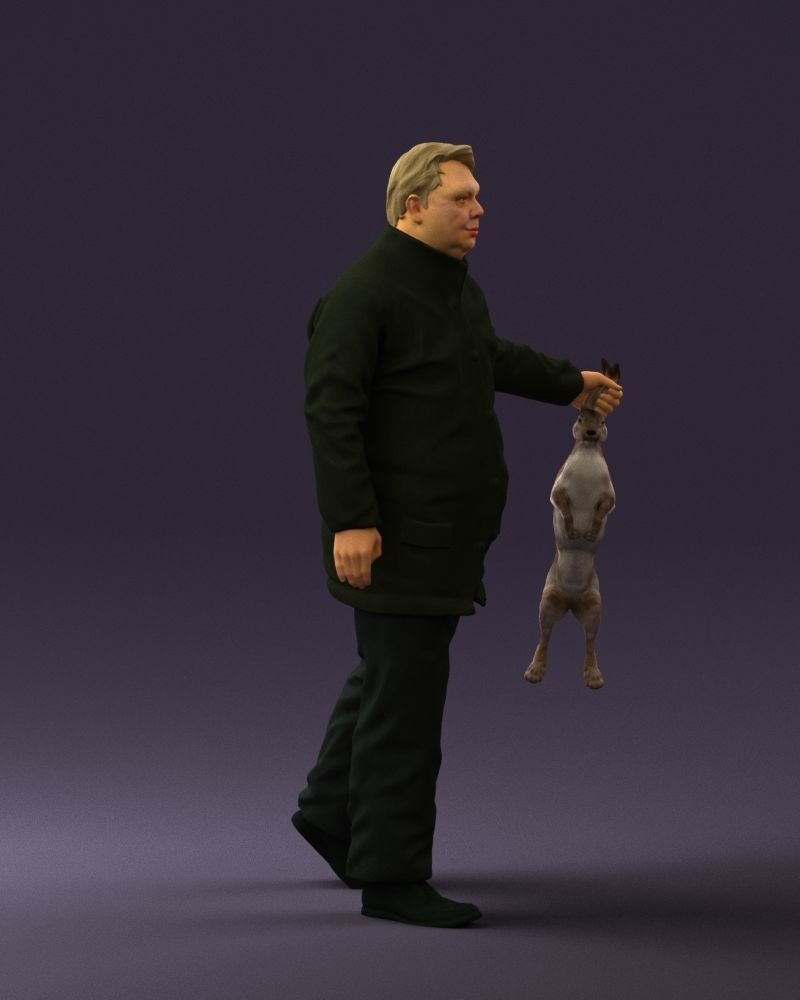 Man in green sweater and rabbit 0561 3D Print Ready 3D print model_9