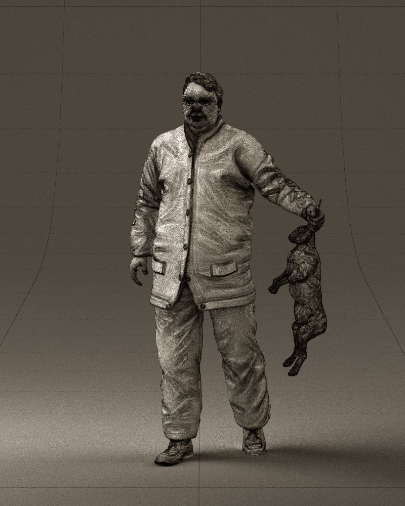 Man in green sweater and rabbit 0561 3D Print Ready 3D print model_32