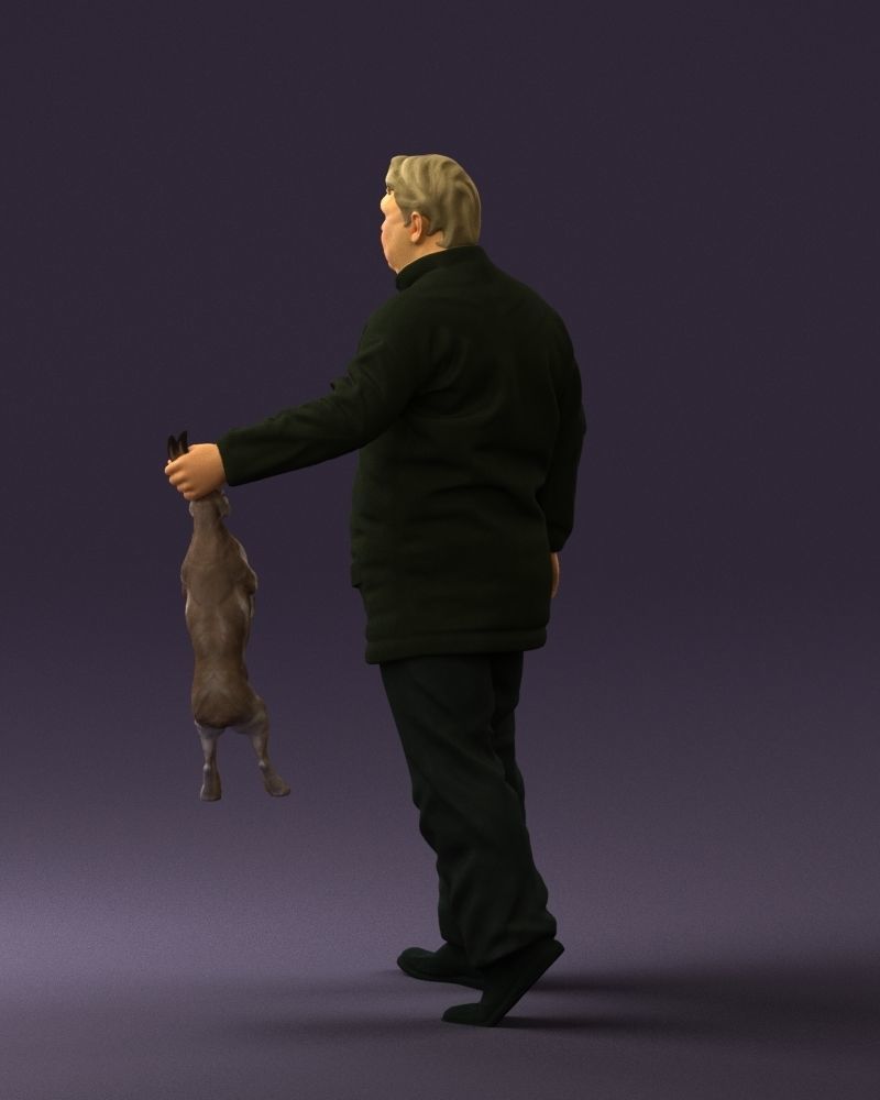 Man in green sweater and rabbit 0561 3D Print Ready 3D print model_21