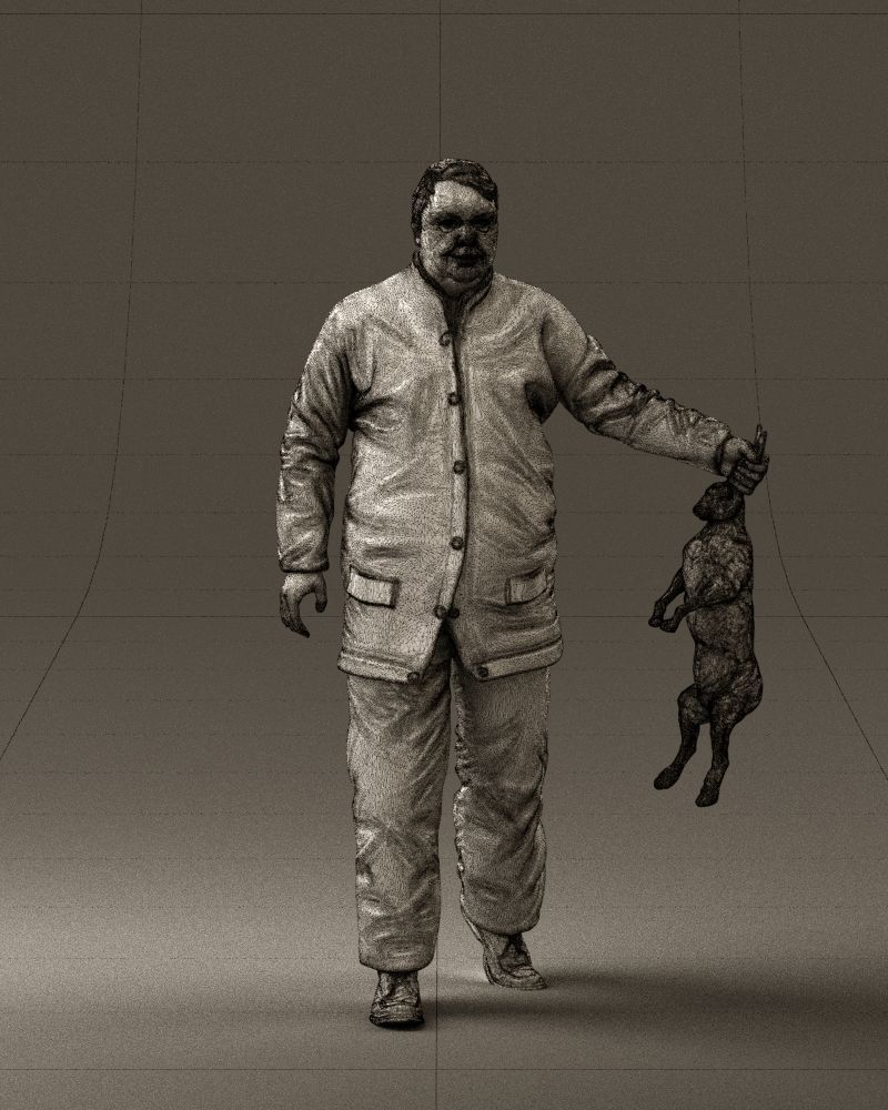 Man in green sweater and rabbit 0561 3D Print Ready 3D print model_38