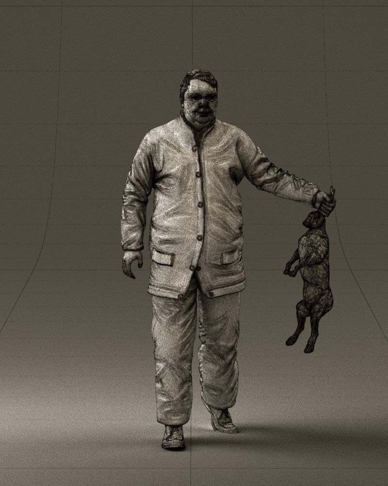 Man in green sweater and rabbit 0561 3D Print Ready 3D print model_2