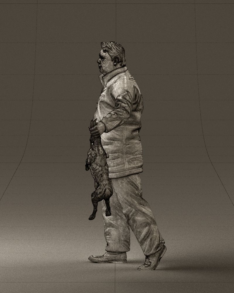 Man in green sweater and rabbit 0561 3D Print Ready 3D print model_26