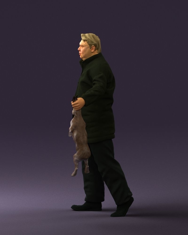 Man in green sweater and rabbit 0561 3D Print Ready 3D print model_24