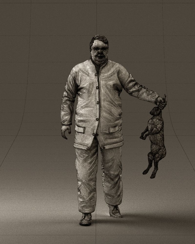 Man in green sweater and rabbit 0561 3D Print Ready 3D print model_35