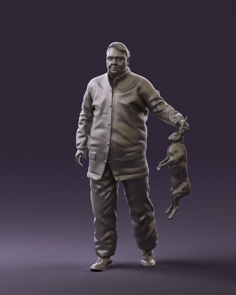 Man in green sweater and rabbit 0561 3D Print Ready 3D print model_31