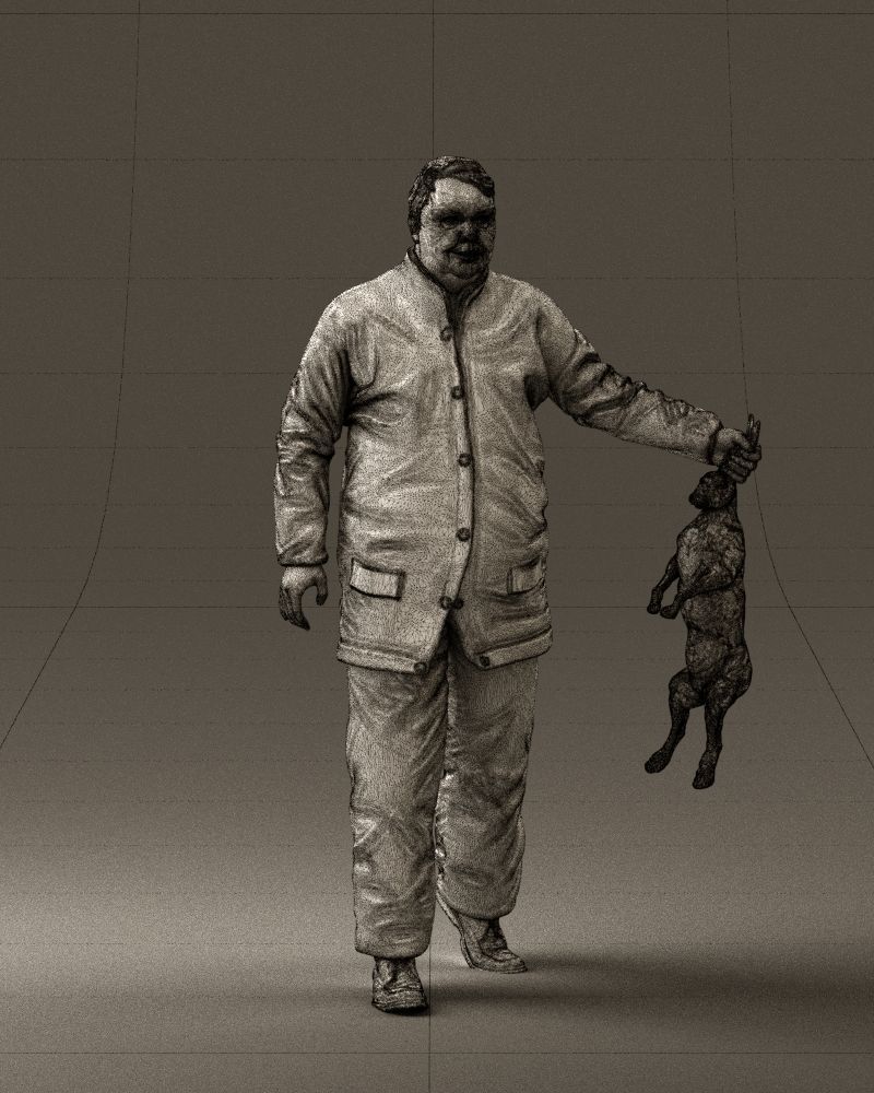 Man in green sweater and rabbit 0561 3D Print Ready 3D print model_5