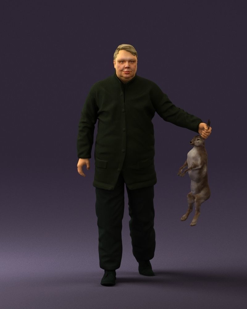 Man in green sweater and rabbit 0561 3D Print Ready 3D print model_33