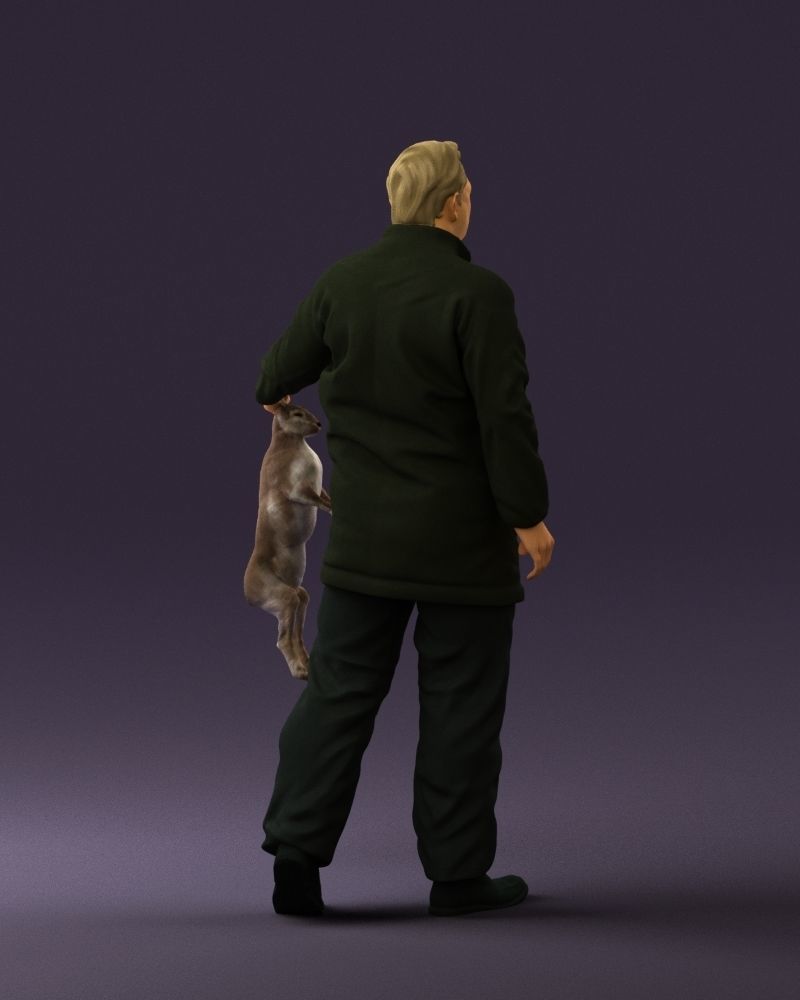 Man in green sweater and rabbit 0561 3D Print Ready 3D print model_15
