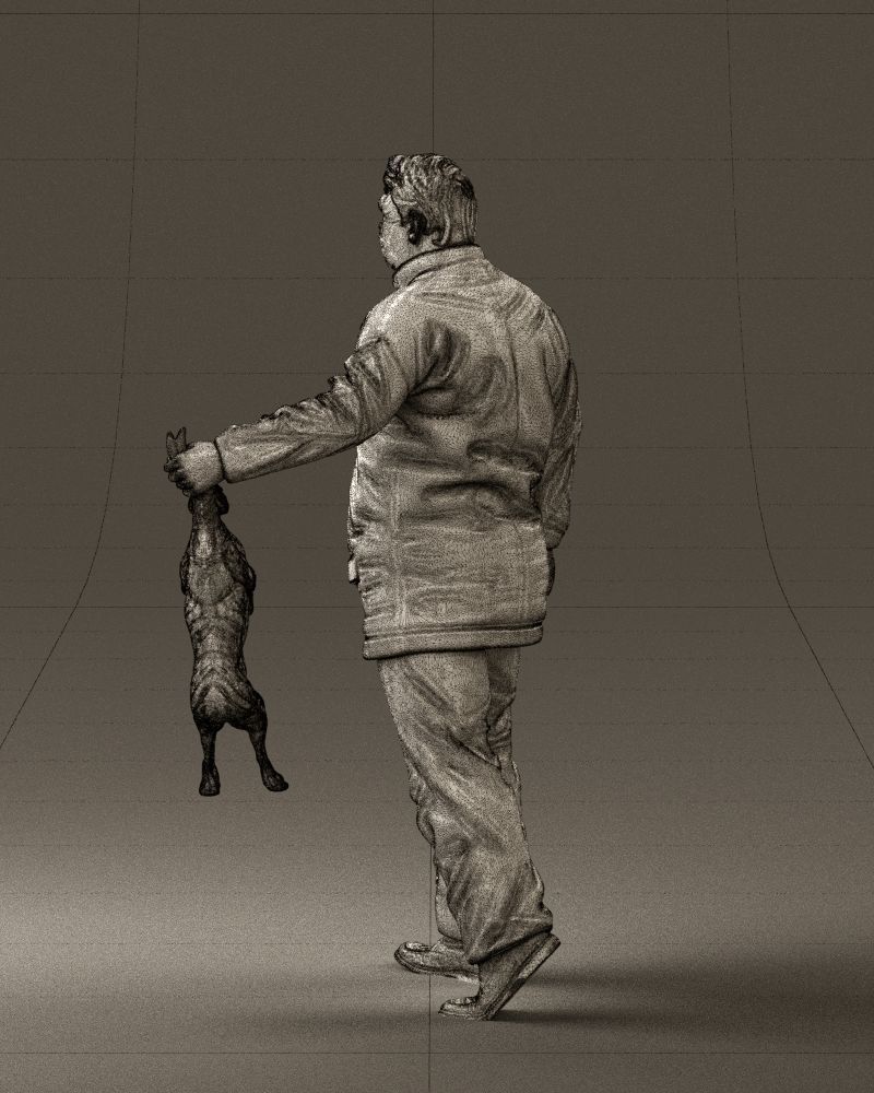 Man in green sweater and rabbit 0561 3D Print Ready 3D print model_23